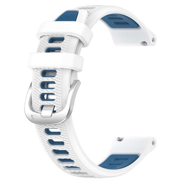 For Samsung Galaxy Watch 6 40mm 20mm Sports Two-Color Steel Buckle Silicone Watch Band(White+Blue)
