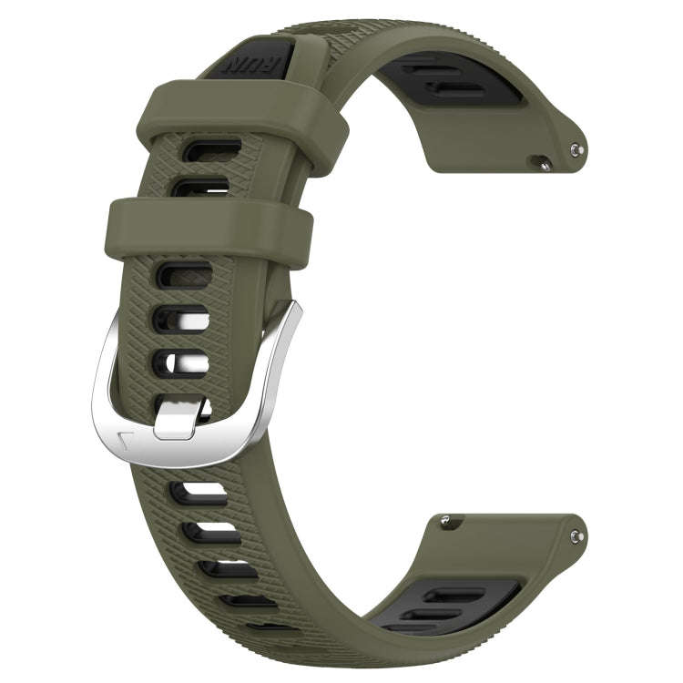 For Samsung Galaxy Watch 6 40mm 20mm Sports Two-Color Steel Buckle Silicone Watch Band(Army Green...