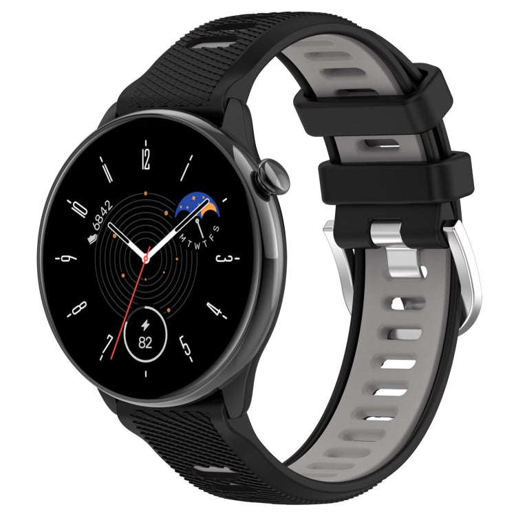 For Samsung Galaxy Watch 6 40mm 20mm Sports Two-Color Steel Buckle Silicone Watch Band(Black+Grey)