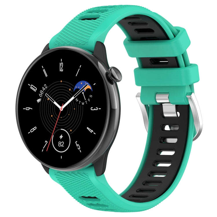 For Samsung Galaxy Watch 6 40mm 20mm Sports Two-Color Steel Buckle Silicone Watch Band(Lake Blue+...