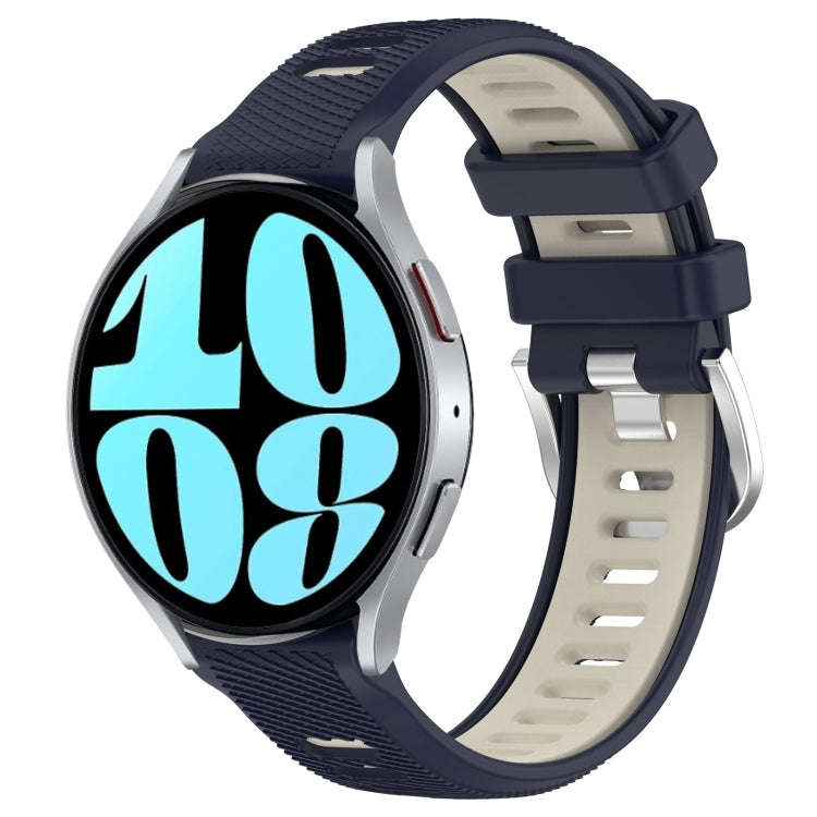 For Samsung Galaxy Watch 6 40mm 20mm Sports Two-Color Steel Buckle Silicone Watch Band(Midnight B...