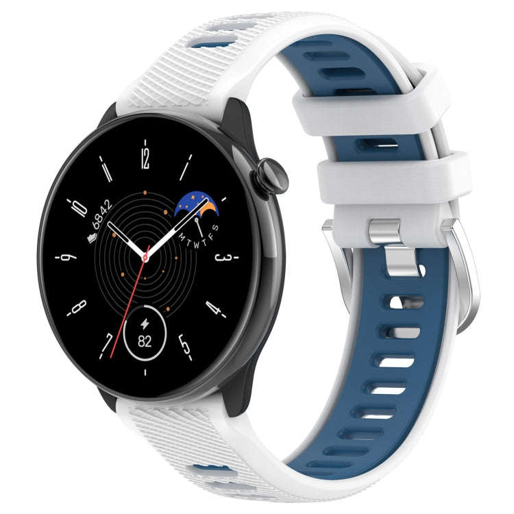 For Samsung Galaxy Watch 6 Classic 47mm 20mm Sports Two-Color Steel Buckle Silicone Watch Band(Wh...