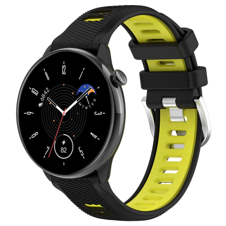 For Samsung Galaxy Watch 6 Classic 47mm 20mm Sports Two-Color Steel Buckle Silicone Watch Band(Bl...