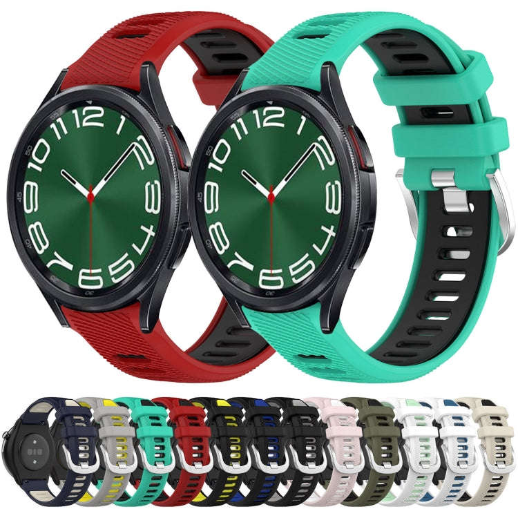For Samsung Galaxy Watch 6 Classic 47mm 20mm Sports Two-Color Steel Buckle Silicone Watch Band(Gr...