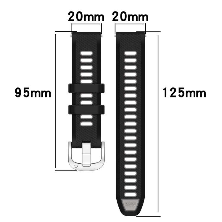 For Samsung Galaxy Watch 6 Classic 47mm 20mm Sports Two-Color Steel Buckle Silicone Watch Band(Gr...