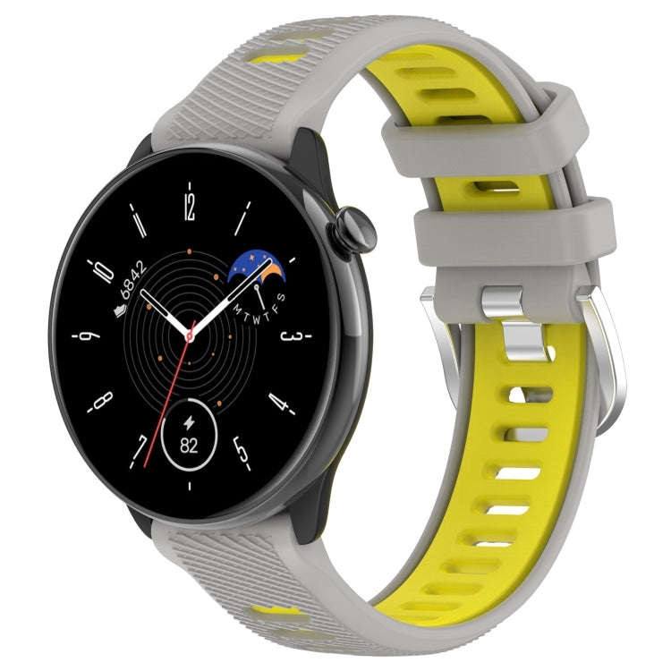 For Samsung Galaxy Watch 6 Classic 43mm 20mm Sports Two-Color Steel Buckle Silicone Watch Band(Gr...