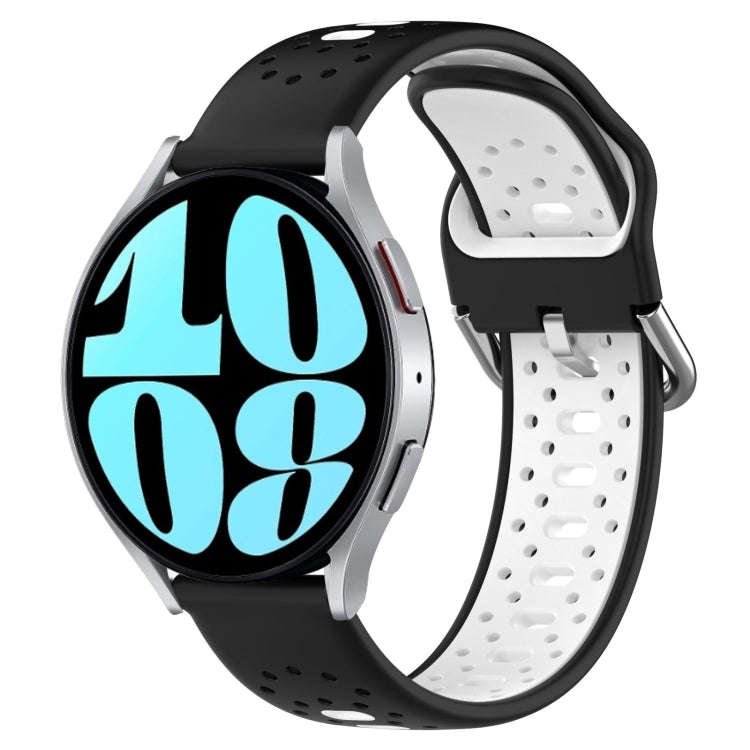For Samsung Galaxy Watch 6 44mm 20mm Breathable Two-Color Silicone Watch Band(Black+White)
