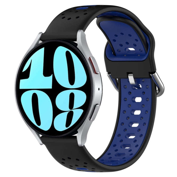 For Samsung Galaxy Watch 6 44mm 20mm Breathable Two-Color Silicone Watch Band(Black+Blue)