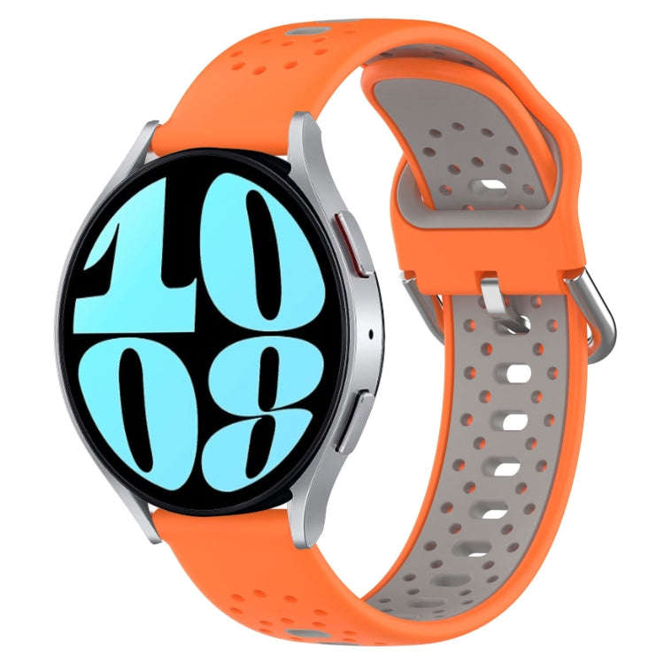 For Samsung Galaxy Watch 6 40mm 20mm Breathable Two-Color Silicone Watch Band(Orange+Grey)