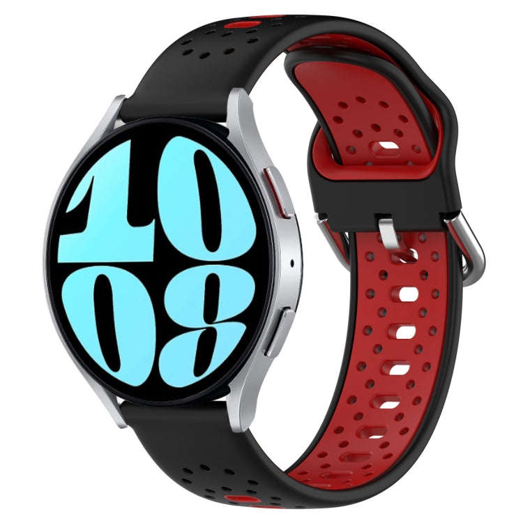 For Samsung Galaxy Watch 6 40mm 20mm Breathable Two-Color Silicone Watch Band(Black+Red)