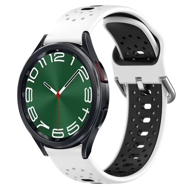 For Samsung Galaxy Watch 6 Classic 47mm 20mm Breathable Two-Color Silicone Watch Band(White+Black)