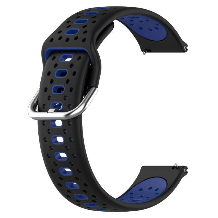 For Samsung Galaxy Watch 6 Classic 47mm 20mm Breathable Two-Color Silicone Watch Band(Black+Blue)