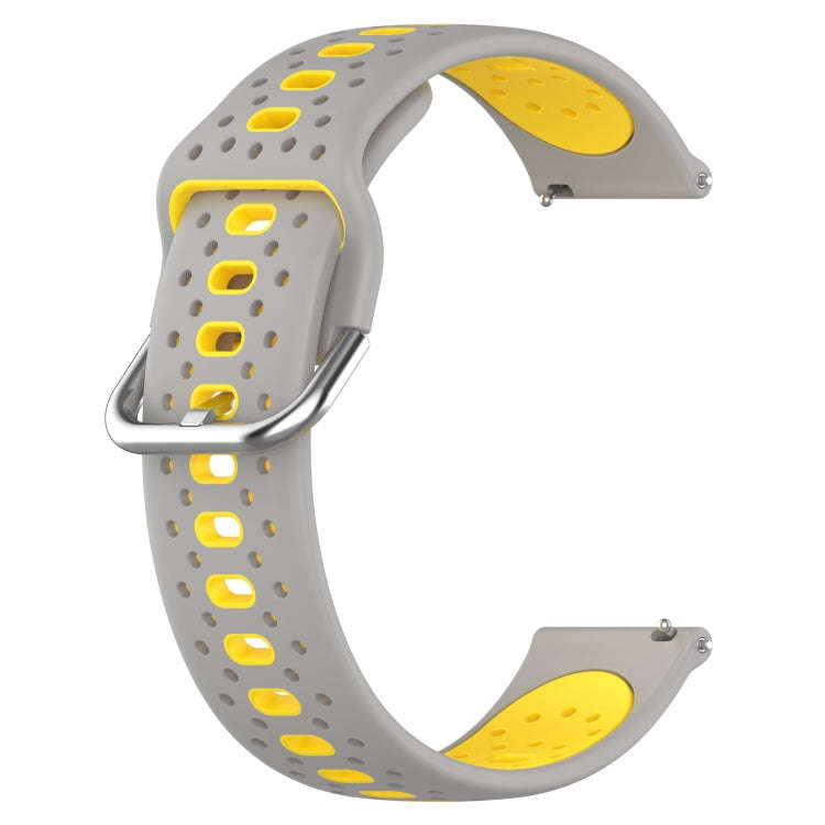 For Samsung Galaxy Watch 6 Classic 47mm 20mm Breathable Two-Color Silicone Watch Band(Grey+Yellow)