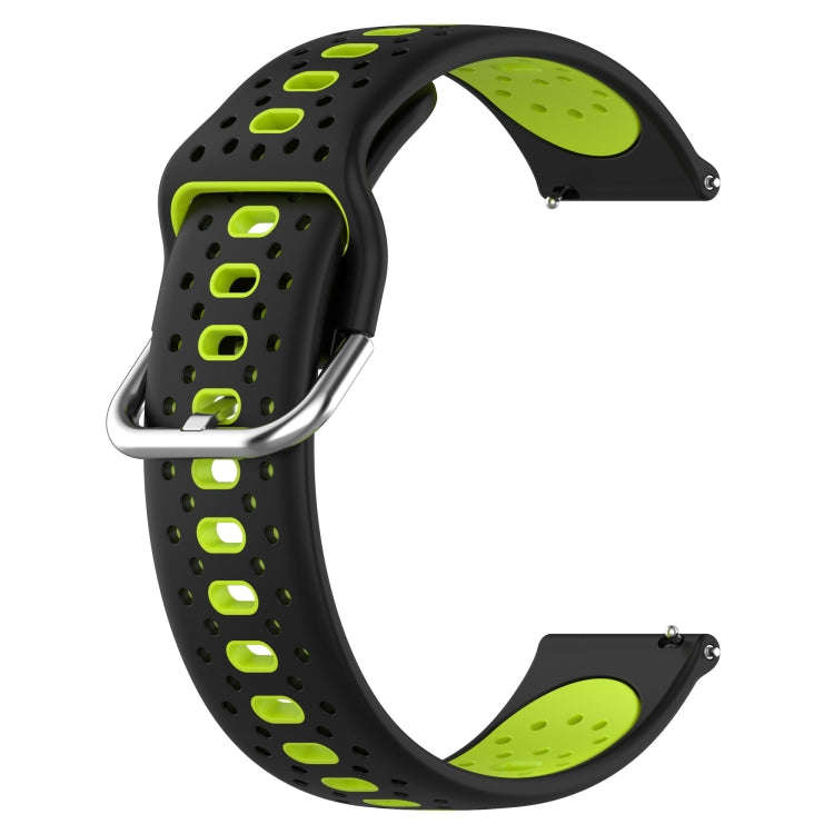 For Samsung Galaxy Watch 6 Classic 43mm 20mm Breathable Two-Color Silicone Watch Band(Black+Lime ...