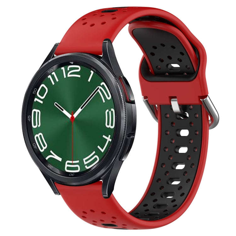 For Samsung Galaxy Watch 6 Classic 43mm 20mm Breathable Two-Color Silicone Watch Band(Red+Black)