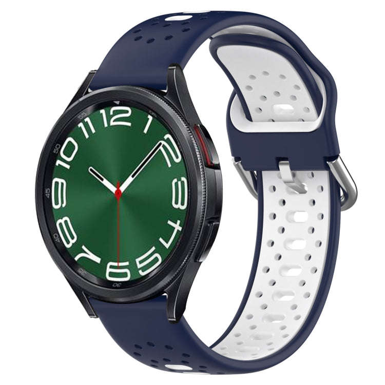 For Samsung Galaxy Watch 6 Classic 43mm 20mm Breathable Two-Color Silicone Watch Band(Midnight Bl...