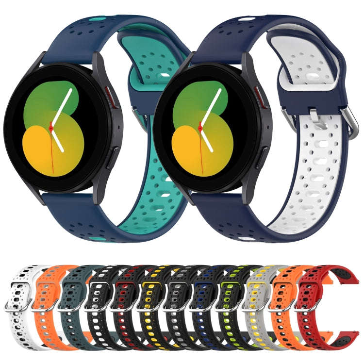 For Samsung Galaxy Watch 6 Classic 43mm 20mm Breathable Two-Color Silicone Watch Band(Black+Blue)