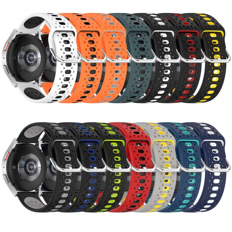 For Samsung Galaxy Watch 6 Classic 43mm 20mm Breathable Two-Color Silicone Watch Band(Black+Blue)