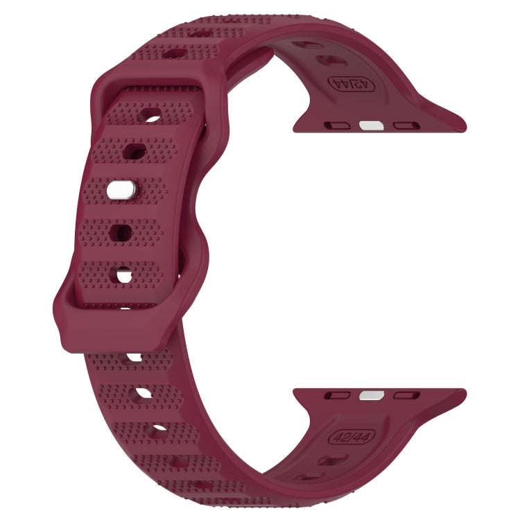 For Apple Watch SE 2022 40mm Reverse Buckle Dot Texture Silicone Watch Band(Wine Red)