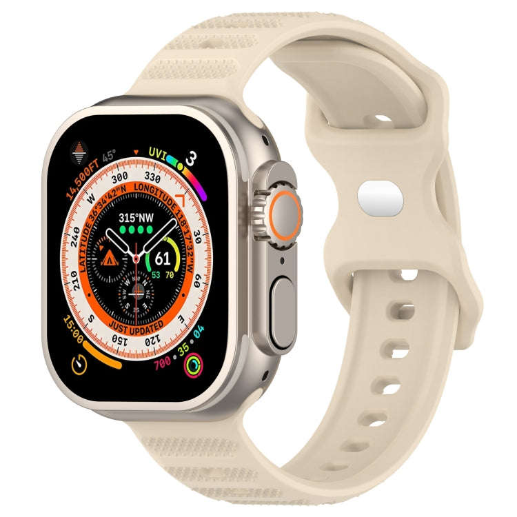 For Apple Watch SE 2022 40mm Reverse Buckle Dot Texture Silicone Watch Band(Khaki)