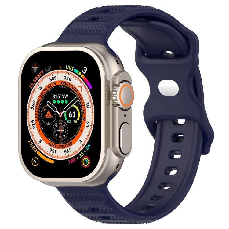 For Apple Watch SE 2022 40mm Reverse Buckle Dot Texture Silicone Watch Band(Midnight Blue)