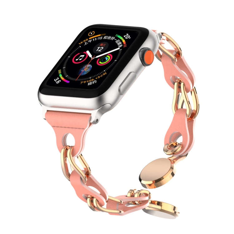 For Apple Watch 5 40mm Hollow Leather Chain Magnetic Buckle Watch Band(Red)