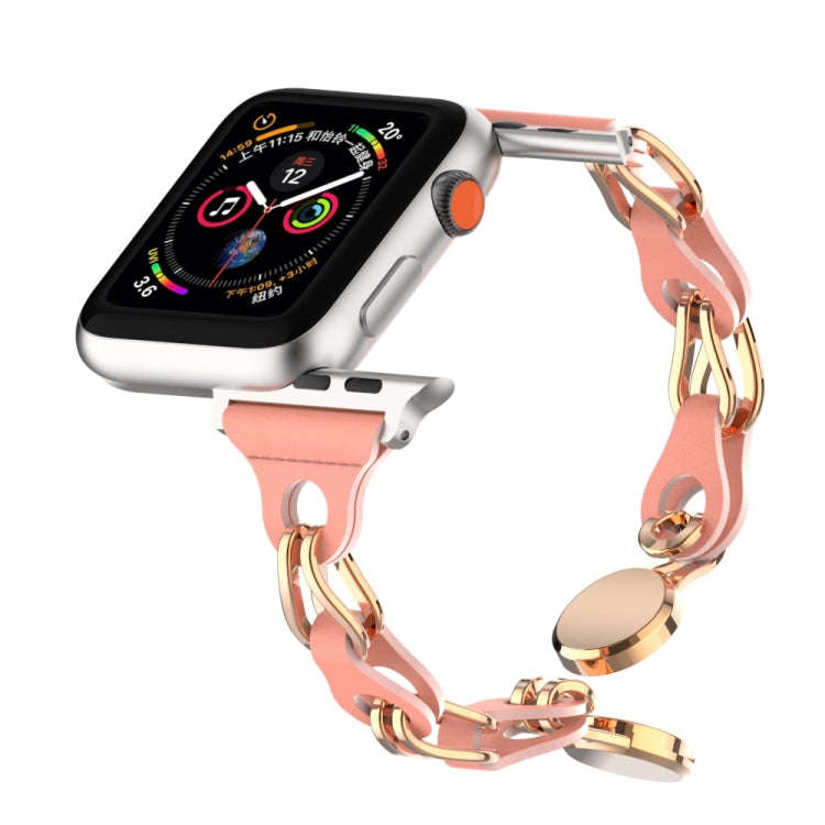 For Apple Watch 5 40mm Hollow Leather Chain Magnetic Buckle Watch Band(Red)