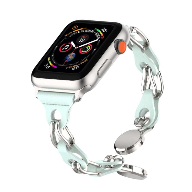For Apple Watch 8 41mm Hollow Leather Chain Magnetic Buckle Watch Band(Blue)