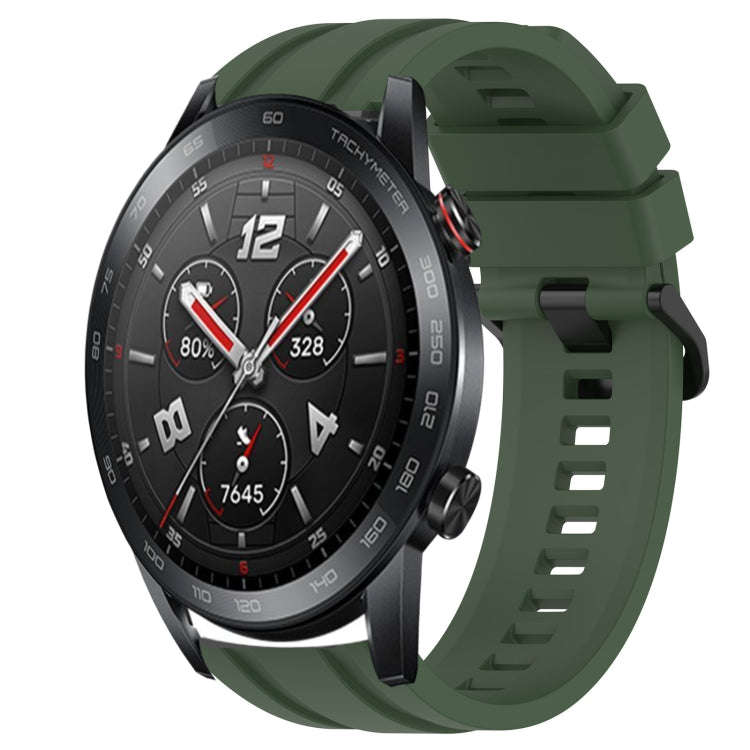 For Huawei Watch GT3 Pro 46mm Long & Short Sports Solid Color Silicone Watch Band Set(Dark Green)