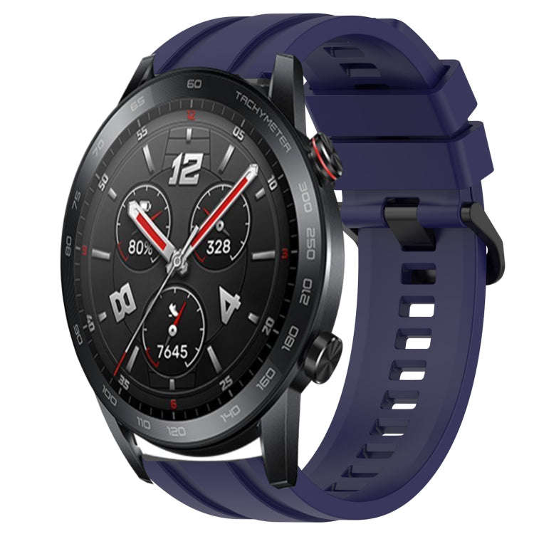 For Huawei Watch GT3 Pro 46mm Long & Short Sports Solid Color Silicone Watch Band Set(Midnight Blue)