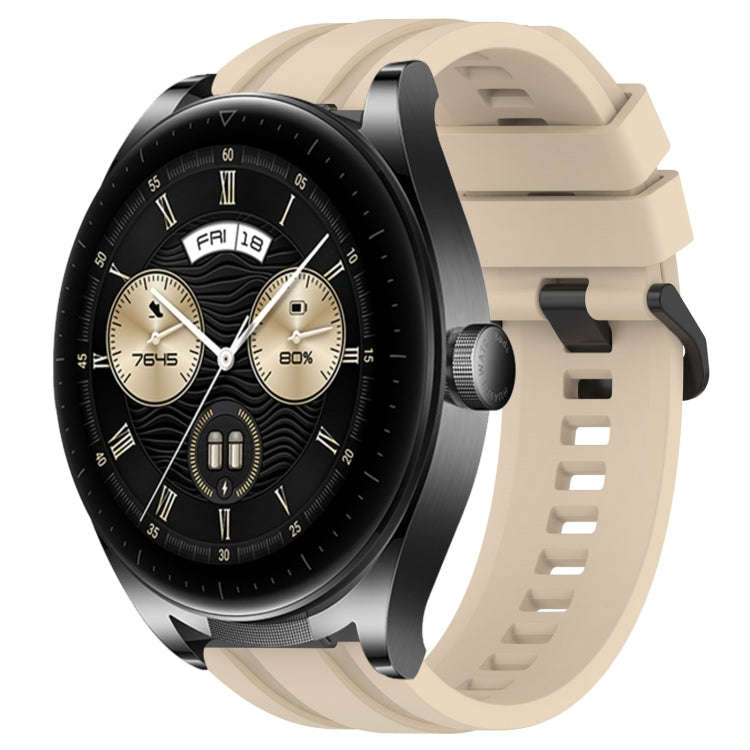 For Huawei Watch GT3  46mm Long & Short Sports Solid Color Silicone Watch Band Set(Khaki)