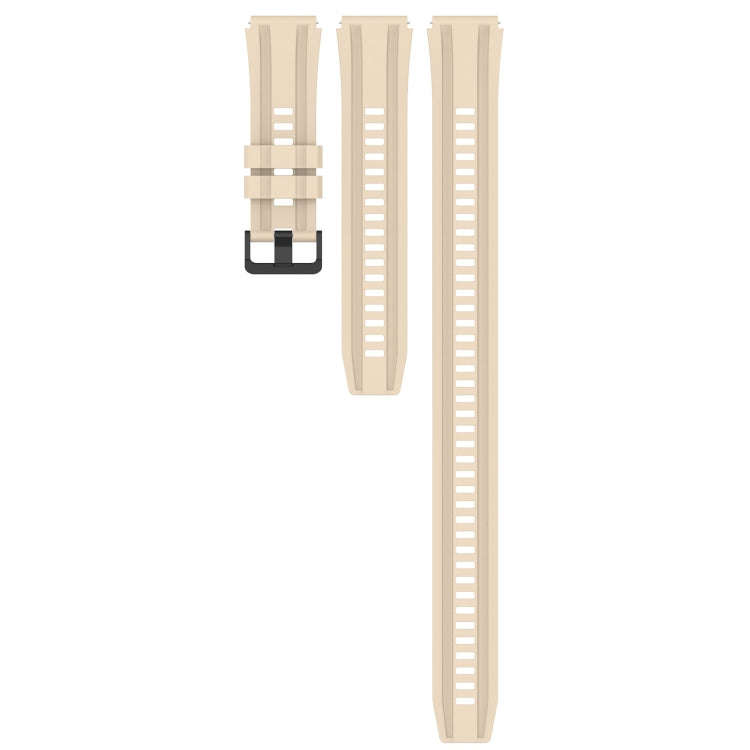 For Huawei Watch GT3  46mm Long & Short Sports Solid Color Silicone Watch Band Set(Khaki)