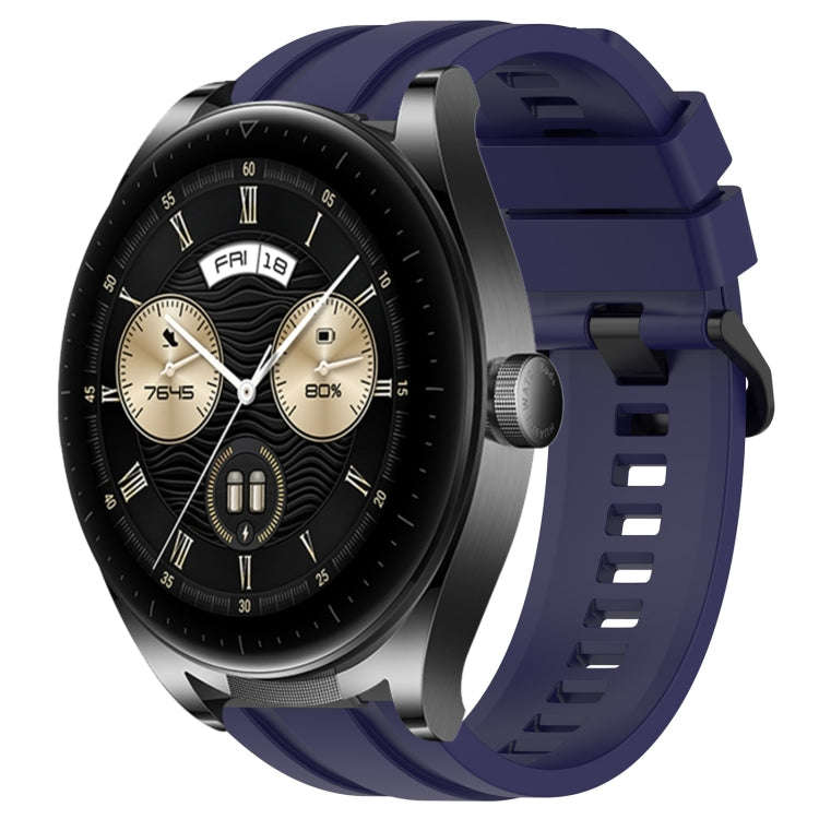 For Huawei Watch GT3  46mm Long & Short Sports Solid Color Silicone Watch Band Set(Midnight Blue)