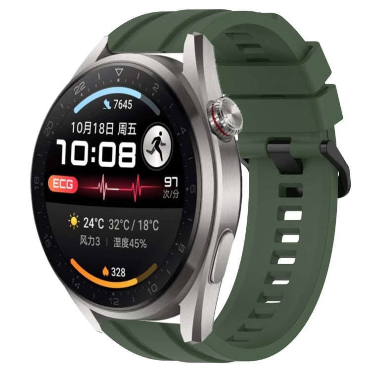 For Huawei Watch 3 Pro New Long & Short Sports Solid Color Silicone Watch Band Set(Dark Green)