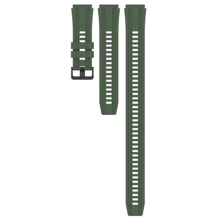 For Huawei Watch 3 Pro New Long & Short Sports Solid Color Silicone Watch Band Set(Dark Green)