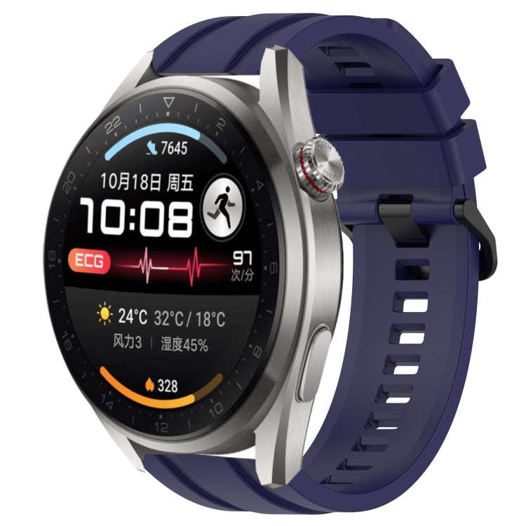 For Huawei Watch 3 Pro New Long & Short Sports Solid Color Silicone Watch Band Set(Midnight Blue)