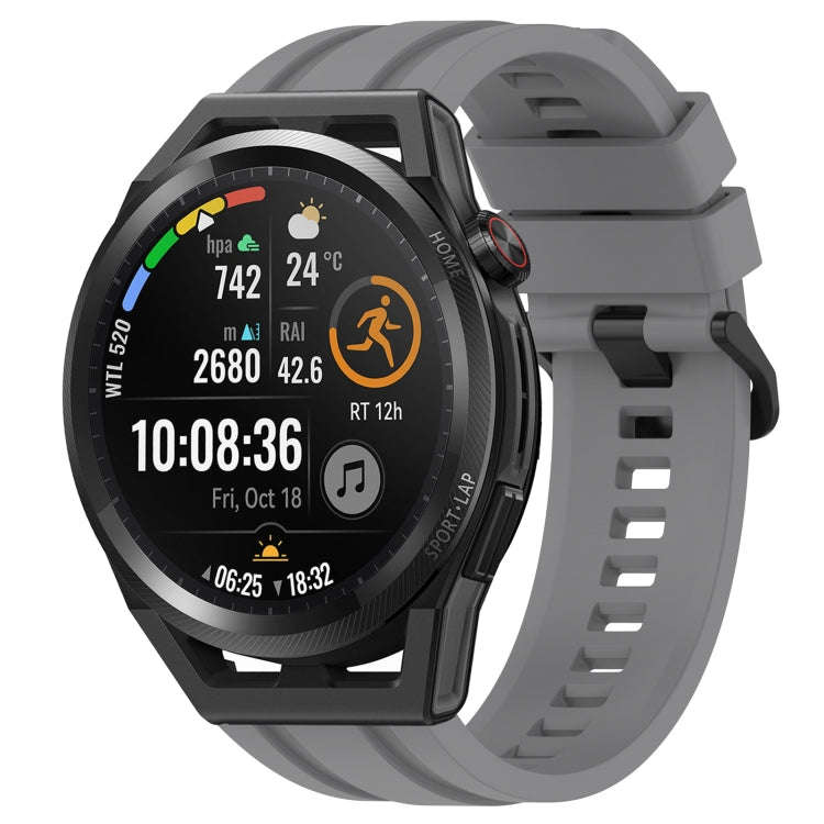 For Huawei Watch Buds Long & Short Sports Solid Color Silicone Watch Band Set(Grey)