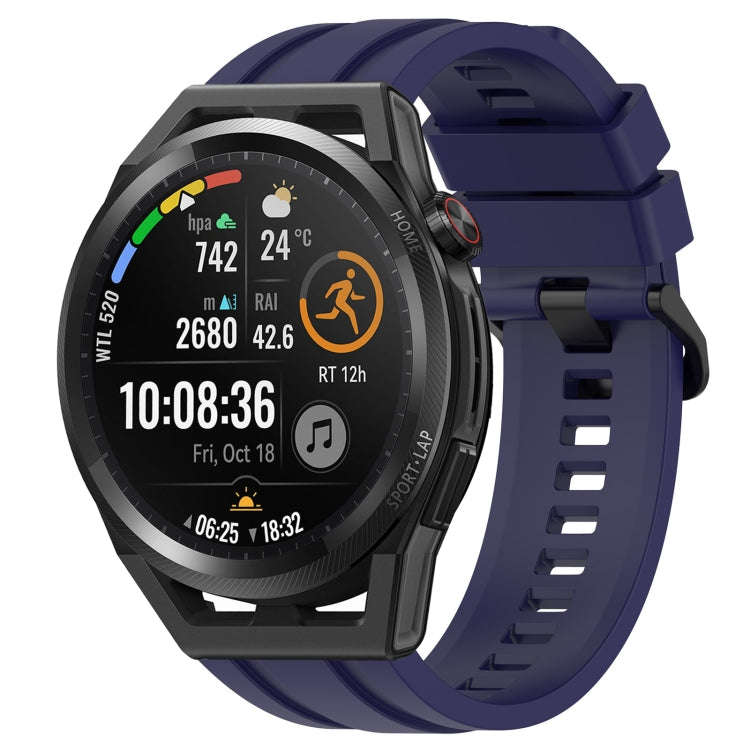 For Huawei Watch Buds Long & Short Sports Solid Color Silicone Watch Band Set(Midnight Blue)