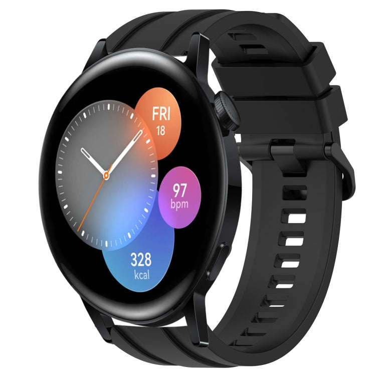 For Honor Watch GS 3 Long & Short Sports Solid Color Silicone Watch Band Set(Black)