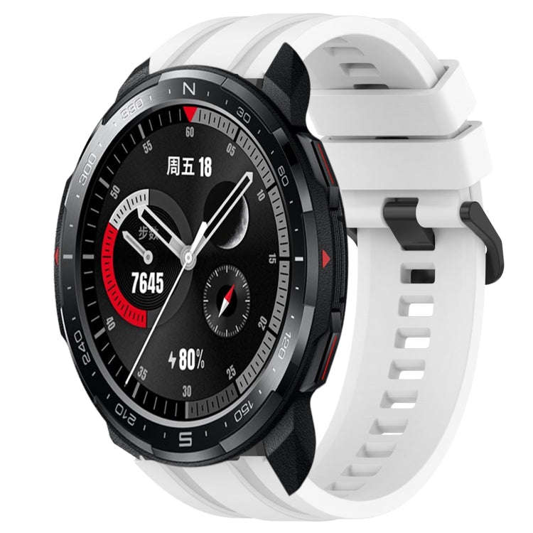 For Honor Watch GS Pro Long & Short Sports Solid Color Silicone Watch Band Set(White)