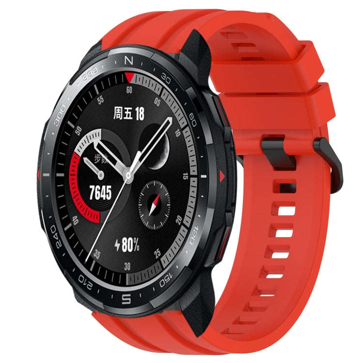 For Honor Watch GS Pro Long & Short Sports Solid Color Silicone Watch Band Set(Red)