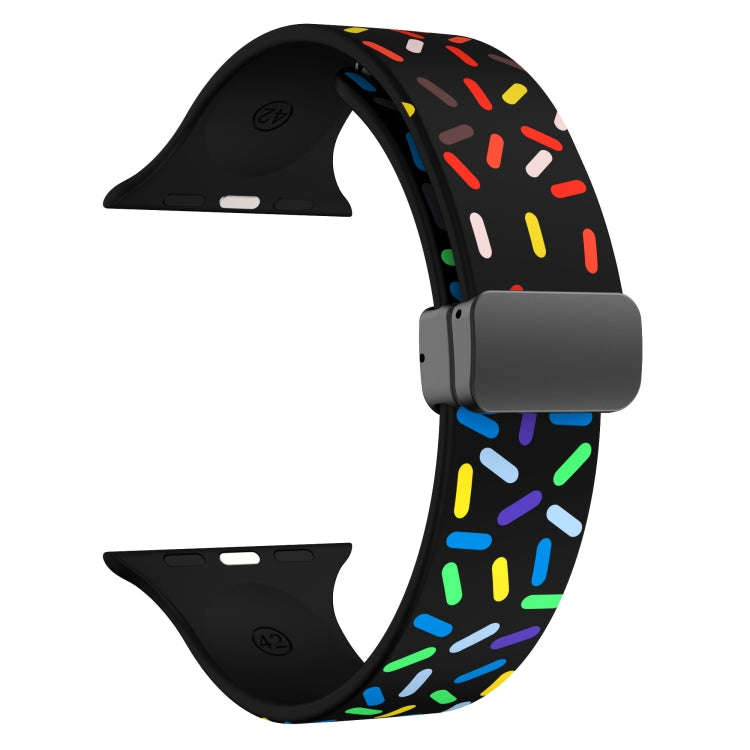 For Apple Watch 8 41mm Rainbow Dots Silicone Magnetic Black Buckle Watch Band(Black)
