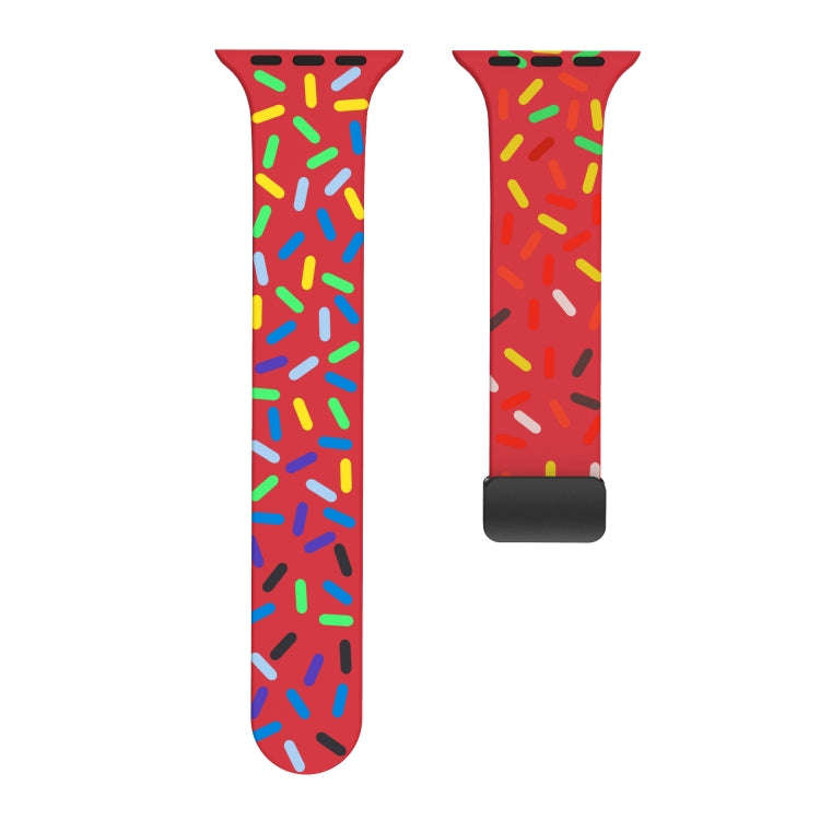 For Apple Watch SE 40mm Rainbow Dots Silicone Magnetic Black Buckle Watch Band(Red)