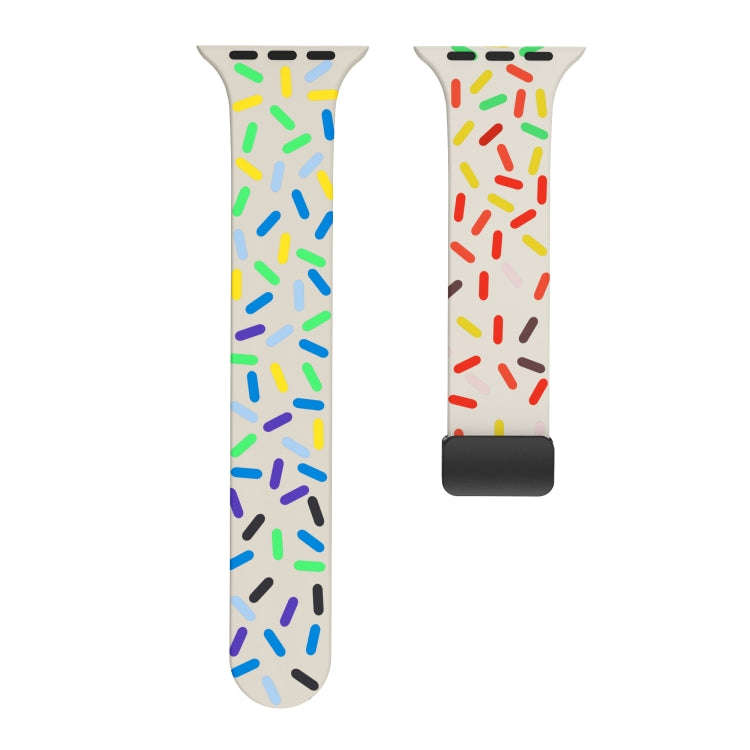 For Apple Watch 4 44mm Rainbow Dots Silicone Magnetic Black Buckle Watch Band(Starlight Color)