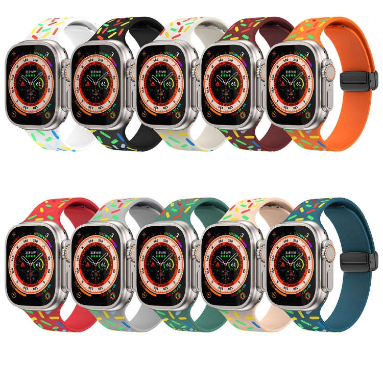 For Apple Watch 3 42mm Rainbow Dots Silicone Magnetic Black Buckle Watch Band(Gray)