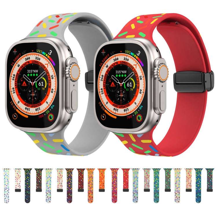 For Apple Watch 38mm Rainbow Dots Silicone Magnetic Black Buckle Watch Band(Red)