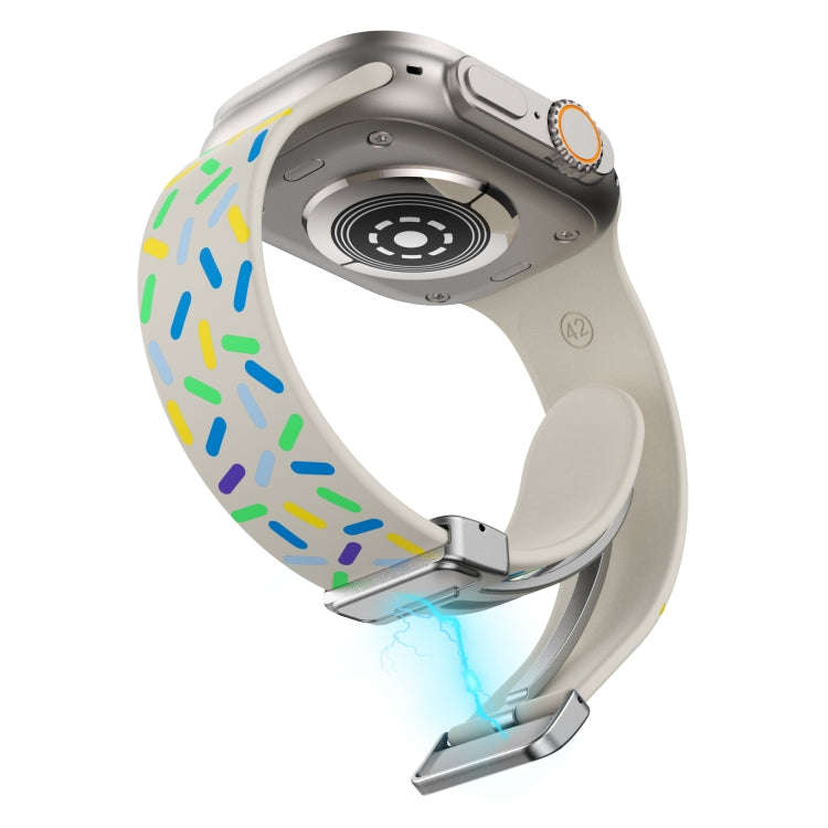 For Apple Watch Ultra 49mm Rainbow Dots Silicone Magnetic Buckle Watch Band(Starlight Color)