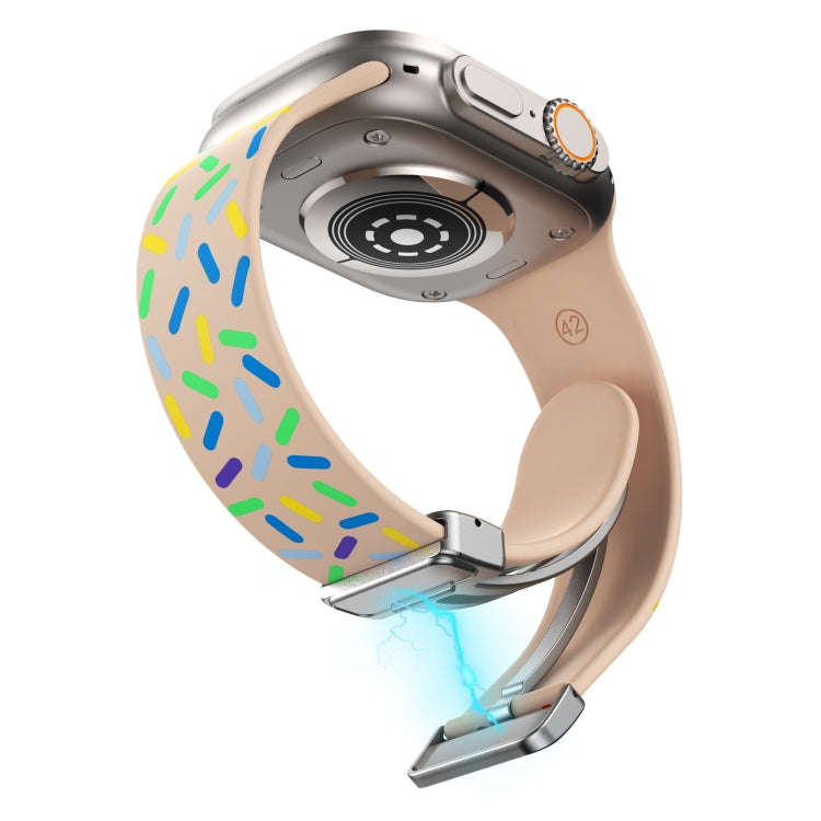 For Apple Watch 4 40mm Rainbow Dots Silicone Magnetic Buckle Watch Band(Pink)