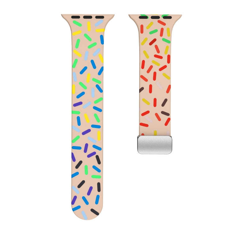 For Apple Watch 4 40mm Rainbow Dots Silicone Magnetic Buckle Watch Band(Pink)