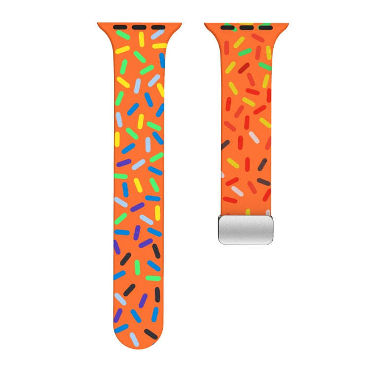 For Apple Watch 3 38mm Rainbow Dots Silicone Magnetic Buckle Watch Band(Orange)